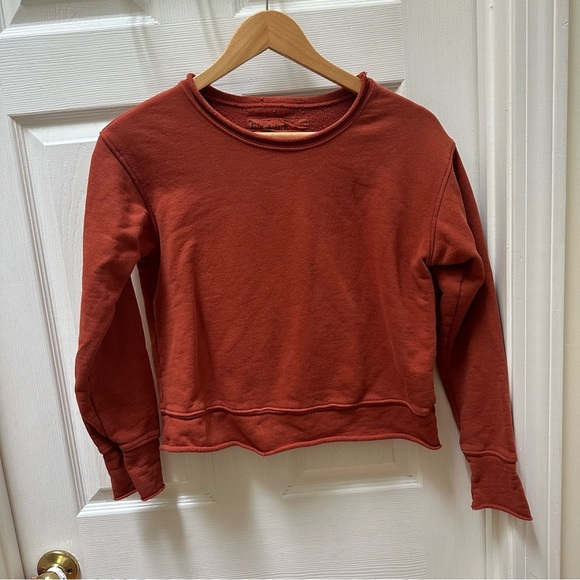 Frank & Eileen Brick Red Sweatshirt crew cropped s small the lab